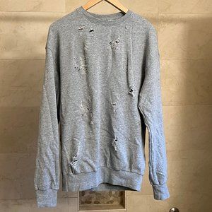 H&M Divided gray ripped distressed longline sweater, size XS